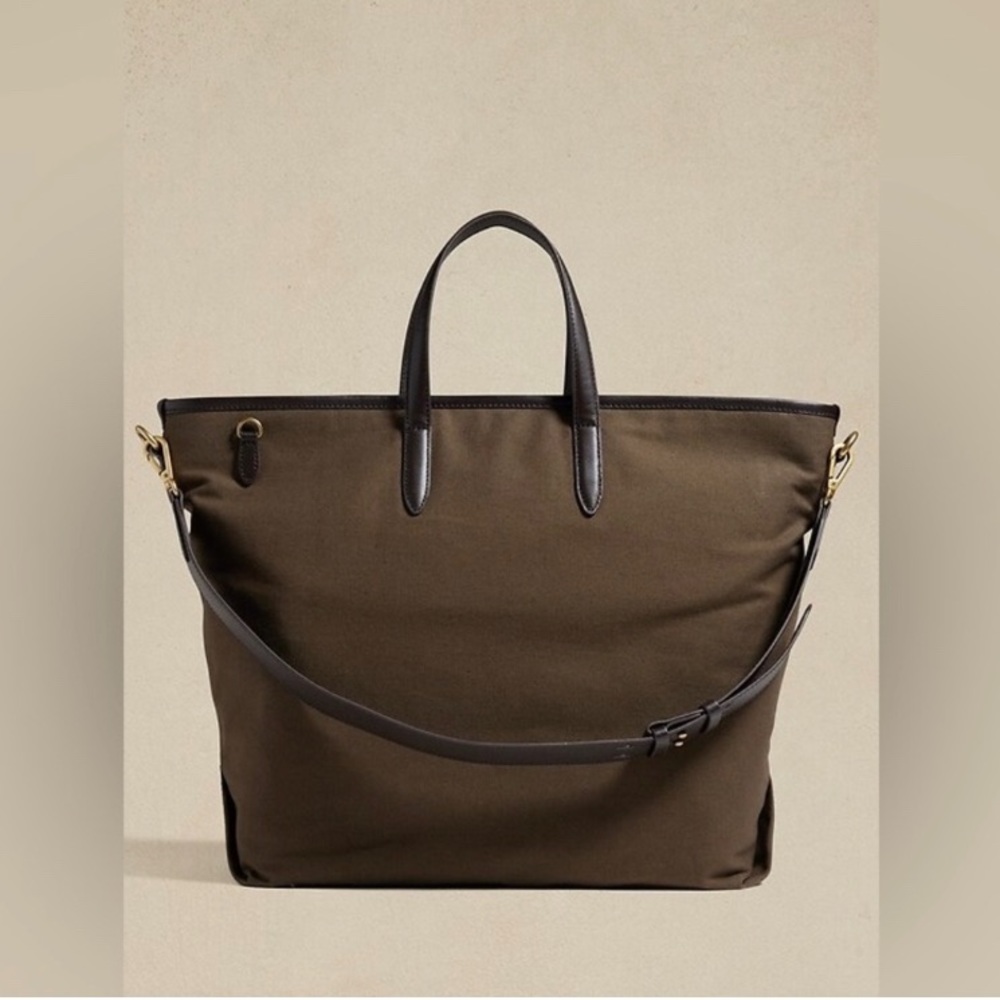 Banana Republic Leather Trim Canvas Tote